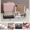 Travel Makeup Bag Cosmetic Case, Professional Makeup Case With Adjustable LED Warm Lights,Three Colour Light Source, With Removable Compartment, Portable LED Mirror Make-up Bag cosmetic case ( Color : view 3