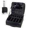 Beauty Makeup Train Case Travel Trolley Cosmetic Bag Rolling Organizer Vanity Box, Travel Makeup Bag Cosmetic Case, Oxford Cloth Material, Removable Dividers, Three Adjustable Trolleys,black cosmetic view 1