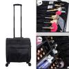 Beauty Makeup Train Case Travel Trolley Cosmetic Bag Rolling Organizer Vanity Box, Travel Makeup Bag Cosmetic Case, Oxford Cloth Material, Removable Dividers, Three Adjustable Trolleys,black cosmetic view 2