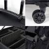Beauty Makeup Train Case Travel Trolley Cosmetic Bag Rolling Organizer Vanity Box, Travel Makeup Bag Cosmetic Case, Oxford Cloth Material, Removable Dividers, Three Adjustable Trolleys,black cosmetic view 3