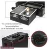 HJXGQJM Rolling Makeup Case Professional Makeup Train Case with Mirror and Lights Portable Train Case Dimmable LED Bulbs Travel Cosmetic Suitcase Vanity Beauty Box, Black 58X45X22.5CM Cosmetic case view 2