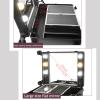 HJXGQJM Rolling Makeup Case Professional Makeup Train Case with Mirror and Lights Portable Train Case Dimmable LED Bulbs Travel Cosmetic Suitcase Vanity Beauty Box, Black 58X45X22.5CM Cosmetic case view 3