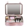 Cosmetic Train Case Beauty Cosmetic Tools Box With Mirror Portable Train Case For Travel, With LED Light, Tricolour Light Source, Case Frame In Aluminium, Makeup Bag Makeup Case, Pink/white cosmetic c view 1