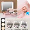 Cosmetic Train Case Beauty Cosmetic Tools Box With Mirror Portable Train Case For Travel, With LED Light, Tricolour Light Source, Case Frame In Aluminium, Makeup Bag Makeup Case, Pink/white cosmetic c view 2