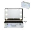 Professional Makeup Case With Mirror And Lights Portable Train Case Dimmable LED Light Travel Cosmetic Suitcase Vanity Beauty Box, 3-colour Light Source, Adjustable Brightness,Silver cosmetic case ( C view 1