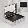 Professional Makeup Case With Mirror And Lights Portable Train Case Dimmable LED Light Travel Cosmetic Suitcase Vanity Beauty Box, 3-colour Light Source, Adjustable Brightness,Silver cosmetic case ( C view 4