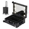 Aluminium Make Up Case, Train Case Rolling Cosmetic Organizer With Rolling Wheels And Mirror, Make-up Case With LED, For Hair Curler Brush Set And Cosmetics, Black cosmetic case ( Color : Black with 6 view 1