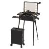Rolling Makeup Case Professional Makeup Train Case Makeup Artist Travel Organizer, Make-up Case With LED Light, 3-colour Light Source,Cosmetic Case With Stand, Black Aluminium Make Up Case cosmetic ca view 1