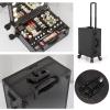 Makeup Case Professional Makeup Case Omni-Directional Wheels, Make-up Case With LED, Adjustable Divider, 3-colour Light Source, Aluminium Trolley Vanity Case Black cosmetic case ( Color : Black with 8 view 3