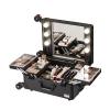 Rolling Makeup Train Case Portable Cosmetic Trolley, Cosmetic Case With LED Light, With Wheels And Stands Rolling Lighted Makeup Vanity Station,black Aluminum Trolley Makeup Train Case cosmetic case ( view 1