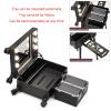 Rolling Makeup Train Case Portable Cosmetic Trolley, Cosmetic Case With LED Light, With Wheels And Stands Rolling Lighted Makeup Vanity Station,black Aluminum Trolley Makeup Train Case cosmetic case ( view 3