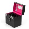 HJXGQJM Travel Makeup Case Artist Makeup Train Case Cosmetic Organizer Storage Drawers, Black Handy Cosmetic Case, Leather Cosmetic Case, for Cosmetics Makeup Brushes Toiletry Jewelry Cosmetic case view 4
