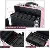 Rolling Makeup Case Professional Makeup Train Case Makeup Artist Travel Organizer, Aluminium Make Up Case, Embroidery Case Manicure Case,for Nail Supplies Cosmetology Case For Hairstylist Black cosmet view 4
