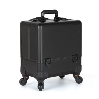 Cosmetic Train Case Beauty Cosmetic Tools Box Portable Train Case For Travel ,Beauty Makeup Train Case Travel Trolley Cosmetic Bag Rolling Organizer Vanity Box, Black cosmetic case ( Color : Black , S