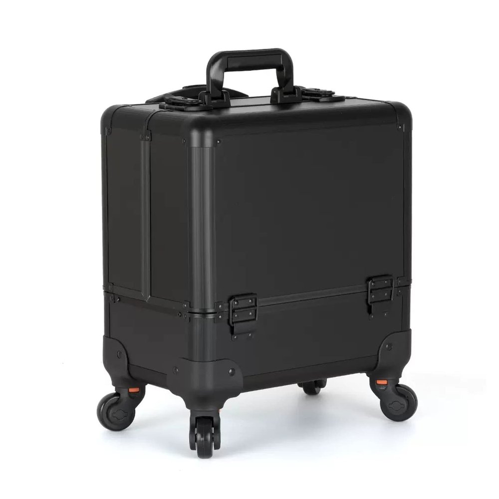 Cosmetic Train Case Beauty Cosmetic Tools Box Portable Train Case For Travel ,Beauty Makeup Train Case Travel Trolley Cosmetic Bag Rolling Organizer Vanity Box, Black cosmetic case ( Color : Black , S