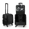 Beauty Makeup Train Case Travel Trolley Cosmetic Bag Rolling Organizer Vanity Box, Travel Makeup Bag Cosmetic Case, Cosmetic Trolley Case In Oxford FabricCosmetic Case With Castors, Black 1 Piece cos view 1