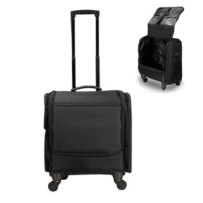 Cosmetic Trolley Case In Oxford FabricPortable Travel Makeup Train Case Beauty Box, For Hair Curler Brush Set And Cosmetics, Cosmetic Case With Castors, Rolling Makeup Case Black cosmetic case