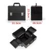 Makeup Bag Cosmetic Case Portable Travel Makeup Train Case Beauty Box, Leather Cosmetic Case, Travel Makeup Case Artist Makeup Train Case, Security Lock, Black 31.5x25.5x20.5cm cosmetic case ( Color : view 2
