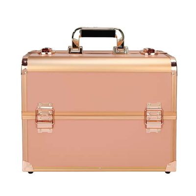Hard Shell Vanity Cases Portable Water Proof Cosmetic Travel Case, Cosmetic Case For Women Girl, Cosmetic Case With Lock,Travel Makeup Train Case, For Nail Supplies Cosmetology Case, Pink cosmetic cas
