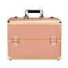 Hard Shell Vanity Cases Portable Water Proof Cosmetic Travel Case, Cosmetic Case For Women Girl, Cosmetic Case With Lock,Travel Makeup Train Case, For Nail Supplies Cosmetology Case, Pink cosmetic cas view 1