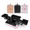 Hard Shell Vanity Cases Portable Water Proof Cosmetic Travel Case, Cosmetic Case For Women Girl, Cosmetic Case With Lock,Travel Makeup Train Case, For Nail Supplies Cosmetology Case, Pink cosmetic cas view 2
