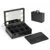 Black Travel Makeup Bag With LED Mirror,Travel Make Up Bag Vanity Organiser Beauty Train Case, Cosmetic Case, Hard Vanity Case, Make Up Box, Beauty Case Organiser Case With Adjustable Compartment cosm view 1