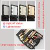 Black Travel Makeup Bag With LED Mirror,Travel Make Up Bag Vanity Organiser Beauty Train Case, Cosmetic Case, Hard Vanity Case, Make Up Box, Beauty Case Organiser Case With Adjustable Compartment cosm view 3