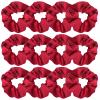 12 Pcs Satin Sleep Hair Scrunchies Pillow Hair Ties Silky School Elastic Hair Bobbles Soft Wrist Scrunchies Ponytail Holders Curly Hair Accessories for Women Girls (Red) view 1