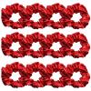 12 Pcs Faux Leather Jacket Cheer Hair Scrunchies For Thick Hair School Performance Scrunchy Sports Ponytail Holder Wrist for Girls Cosplay Show (Red) view 1