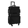 2 In 1 Oxford Cloth Rolling Makeup Case With Wheels Travel Cosmetic Cases Detachable Professional Rolling Trolley Makeup Travel Case Oxford Vanity Portable Makeup Artist Organizer Box Black cosmetic c view 1