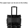 2 In 1 Oxford Cloth Rolling Makeup Case With Wheels Travel Cosmetic Cases Detachable Professional Rolling Trolley Makeup Travel Case Oxford Vanity Portable Makeup Artist Organizer Box Black cosmetic c view 4