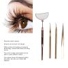 Lash Mirror Tweezers Set, 4PCS Eyelash Extension Tweezers Mirror Set Stainless Steel Universal Rotatable Anti Slip Handle Eyelash Tool Eyelash Art Tool Kit for Lash view 2