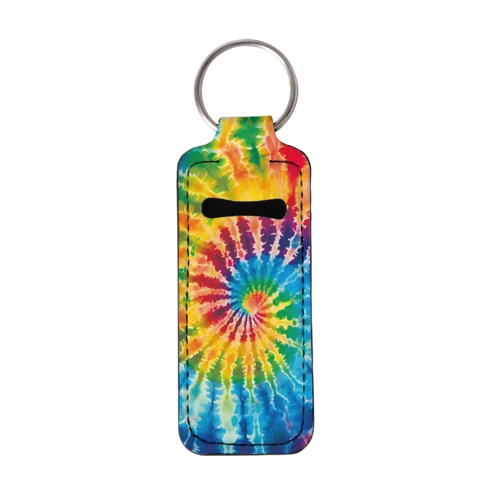 Baxinh Tie Dye Chapstick Holder Keychain, Lip Balm Holder Chapstick Keychain Holder for Lipstick, Chapstick, Lip Balm