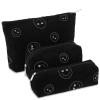 Huhumy 3 Pcs Makeup Bag Set for Women Corduroy Cosmetic Pouch Aesthetic Smile Travel Toiletry Bag Cute Purse Pouch Pencil Case Makeup Brushes Storage Organizer for Christmas(Black,Smile Face) view 1