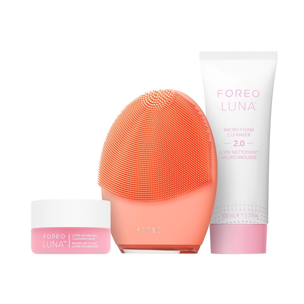 FOREO Clean Balance LUNA 4 Bundle - Facial Cleansing Brush for Balanced Skin + LUNA Micro-Foam Face Cleanser 2.0, 3.4 oz + LUNA (Ultra Nourishing) Cleansing Balm, 0.5 oz - Firming Face Massager