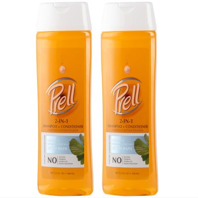 Prell Witch Hazel Color Safe Refreshes & Hydrates 2-in-1 Shampoo + Conditioner for Dry, Damaged Hair, 13.5 fl.oz (Pack of 2)