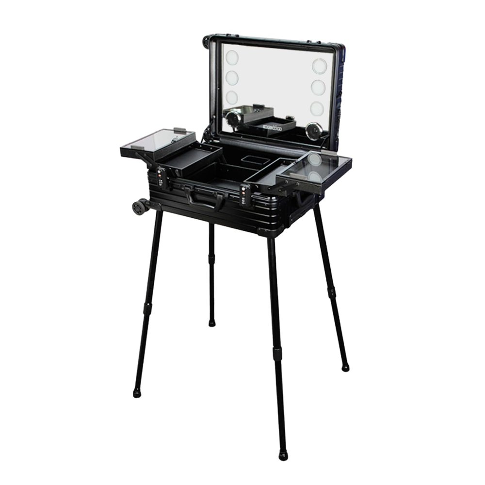 ESRADA Rolling Makeup Case Professional Makeup Artist Train Case Trolley Travel Cosmetic Brush Holder Organizer Extra Large Capacity black-22 inches