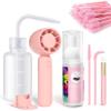 Buqikma Lash Cleaning Kit - Lash Shampoo Kit Eyelash Extension Cleanser for Extensions 60ML with Rechargeable Handheld Lash Fan Dryer Mascara Brush Rinse Bottle Makeup Cleansing Foam for Lash Care view 1