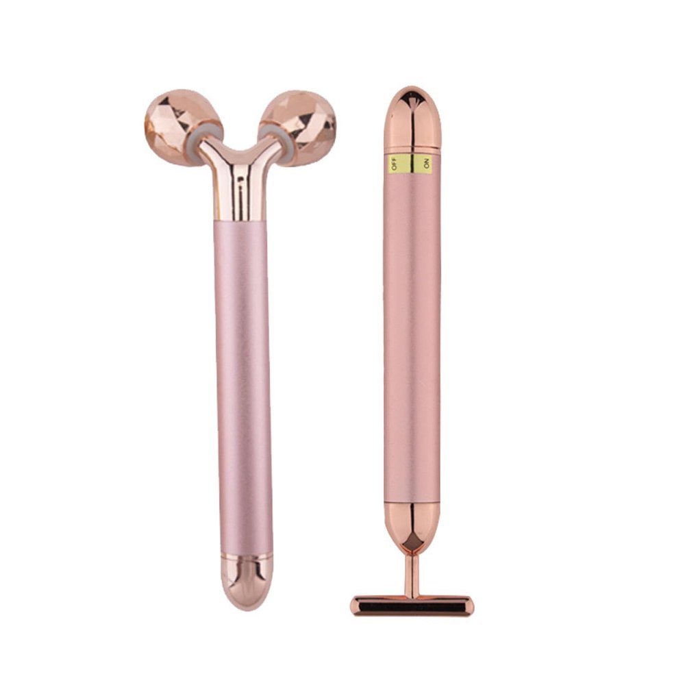 Xzeit Electric Facial Massager 24k Gold Facial Massager, 3D Roller and T-Type Facial Roller Massager kit Skin Care Tools, Handheld Massager
