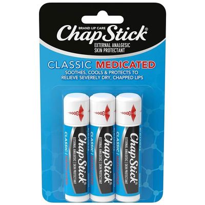 ChapStick Classic Medicated Lip Balm & Skin Protectant (3 Pack)