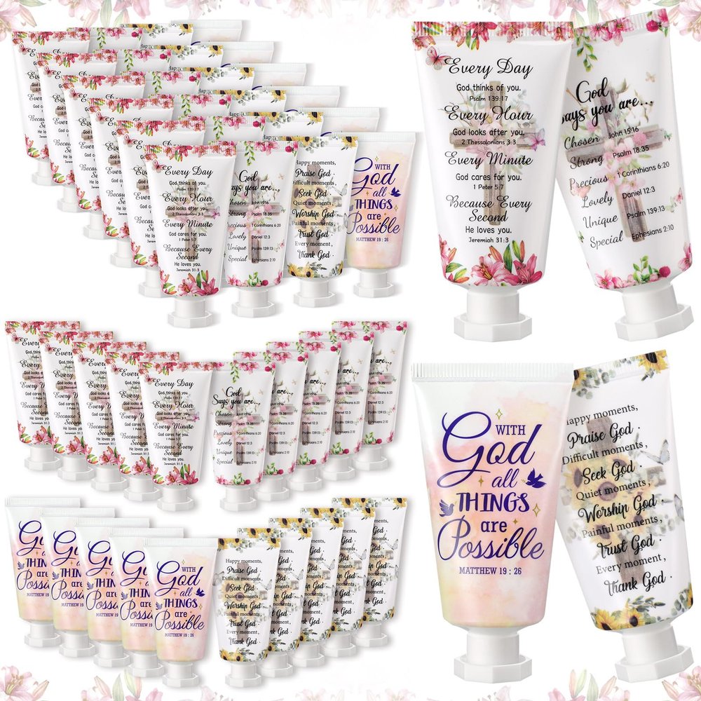 72 Pcs Christian Hand Cream Bulk Gifts for Women Bible Verse Mini Hand Lotion Scripture Travel Lotion for Dry Cracked Christian Religious Gifts Bulk for Mom Women Teacher Wedding Favors (Cross Style)