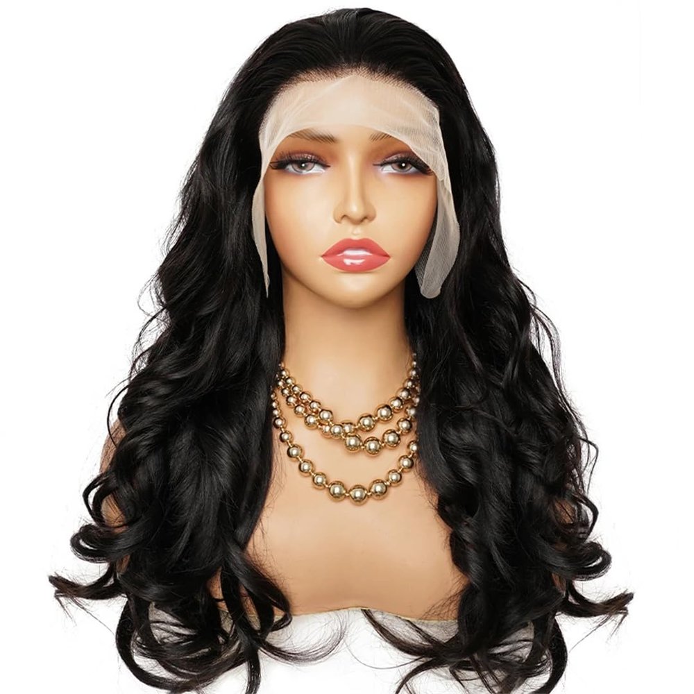 Wjnvfioo Loose Wave Lace Front Wig Human Hair Wigs Natural Color Free Middle Part Transparent Lace Closure Wigs For Women