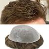 Mens Toupee Hair System For Men 0.06mm Super Thin Skin V-looped Mens Hair Replacement System Natural Hairline Toupee For Men Poly Skin8"X10"#520 Medium Light Brown with 20%gray hair-90% Light density view 1