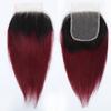 1b/99j Ombre Bundles with Closure(10 10 10+10) Brazilian Straight Human Hair Red Burgundy Short Bob with 4x4 Lace Closure 50g/bundle view 4