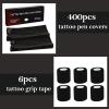 Large Machine Pen Covers with Grip Tapes, Urknall 400pcs Large Tattoo Pen Covers with 6pcs Tattoo Grip Tapes Kit Protective Set Black Tattoo Pen Sleeves Disposable Grip Tapes view 2