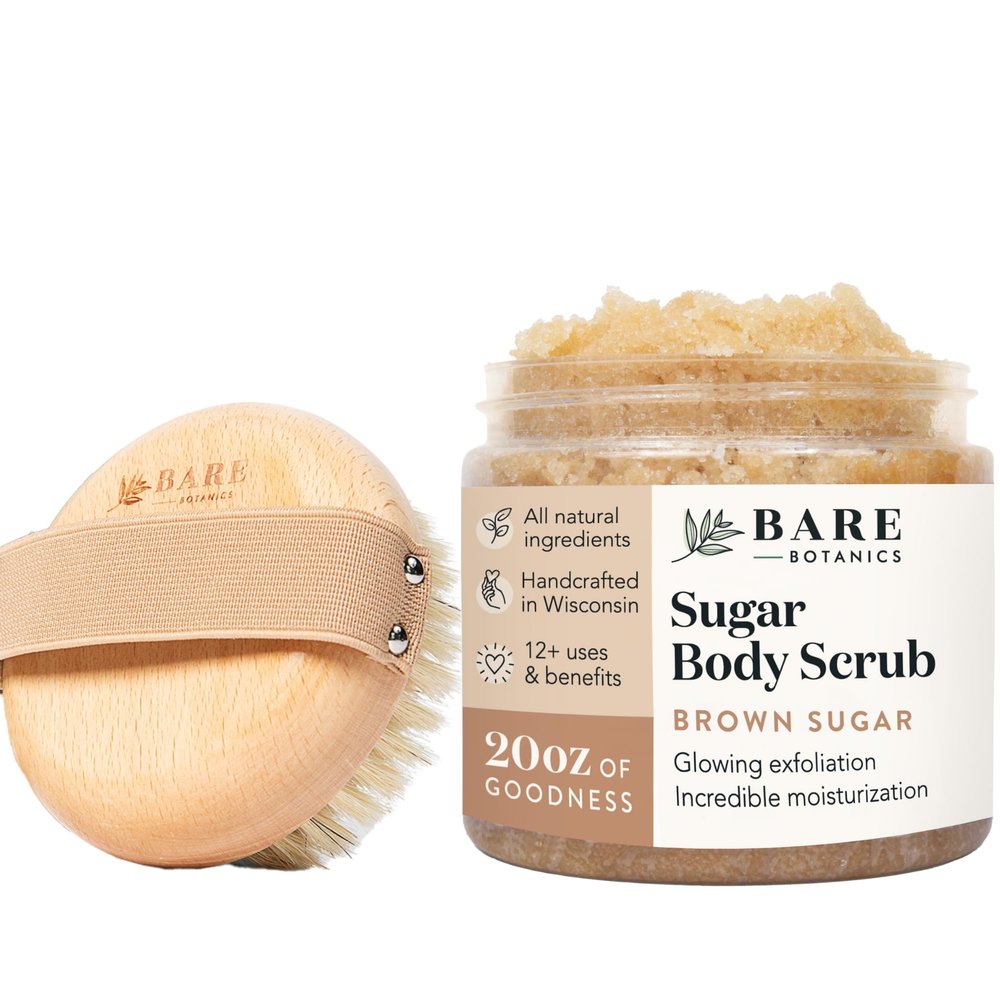 Bare Botanics Palm Dry Brush + Coconut Vanilla Body Sugar Scrub