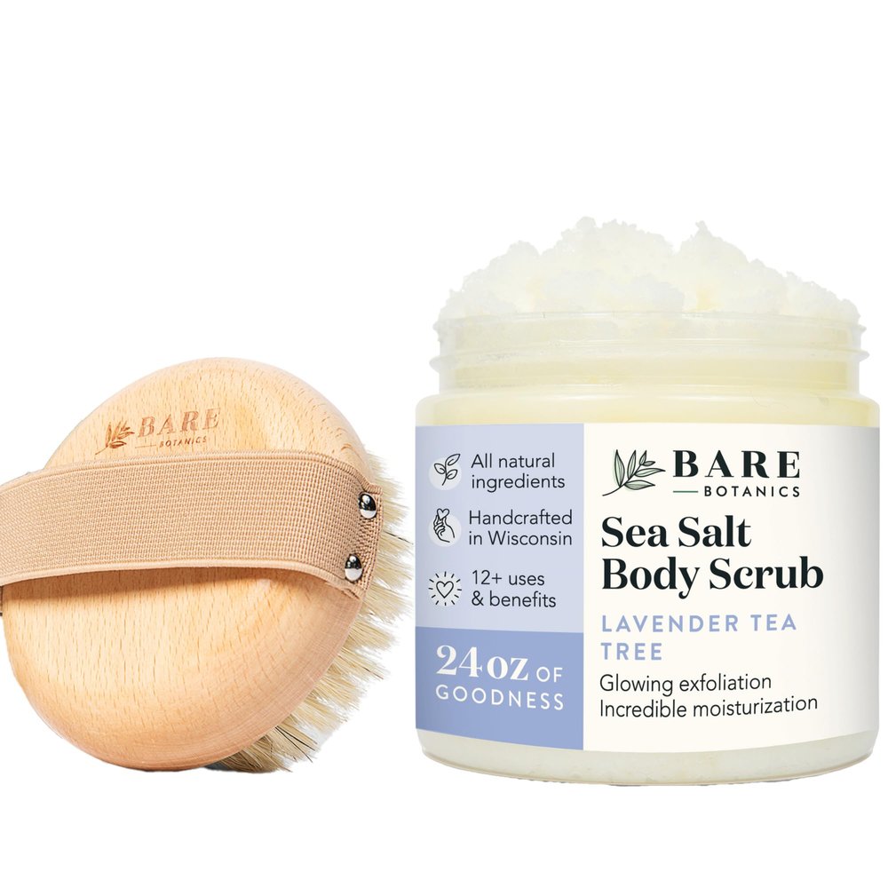 Bare Botanics Palm Dry Brush + Lavender Tea Tree Body Salt Scrub