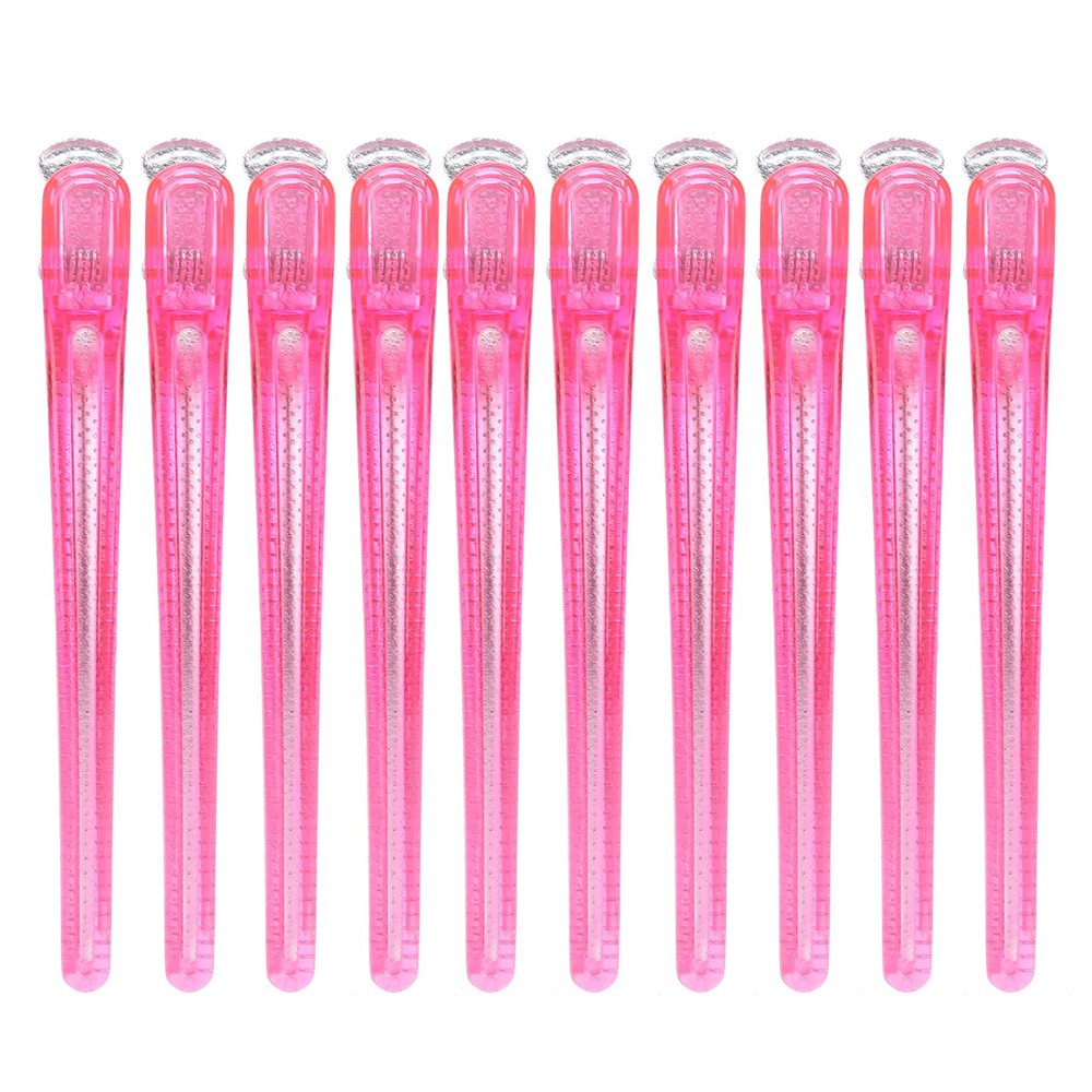10pcs Duckbill Hair Clip, NonSlip Portable Salon Styling Sectioning Clips, High Temperature Resistant Hairdressing Tool with Serrations for Stable Hair Clamping (Rose Red), Wholesale Business