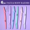 6pc Face Body Razors, Pack Premium Professional Disposable Dermaplaning Tool, Eyebrow Shaver, Smooth Skin Grooming Kit view 2