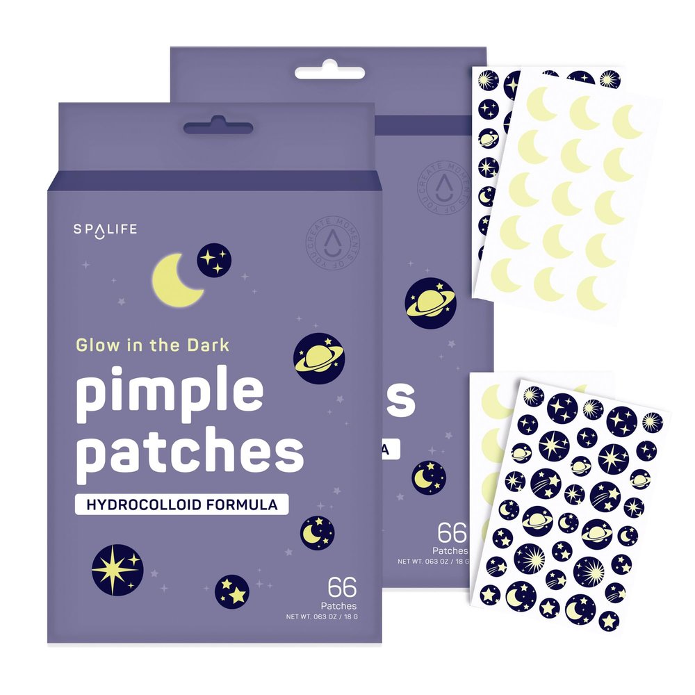 SpaLife Beauty Glow in the Dark Pimple Patches Hydrocolloid Formula for Acne, Spots, Redness, and Oiliness 132 Assorted Acne Patches Spot Treatment - zit Patches